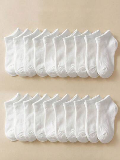 20 Pairs White Socks For Kids, Back To School Students Socks, White Ankle Socks, Short Socks For Kids, Summer Essentials Holiday Travel Socks, Baby Shower Decoration Gift