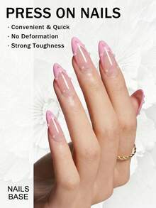 Nailsbase24pcs/Set Luxury Solider Color Removable Almond Press On Nails Spring And Summer,Paired With 1pc Jelly Gel And 1pc Nail File,Bedazzling Kit Nails Nail Supplies Suitable For Parties And Mother's Day Gift - Multicolor - View 4