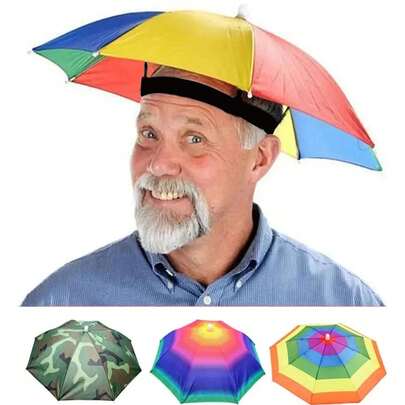 Hands-Free Colorful Umbrella Hat | High-Quality Sun And Rain Protection, Suitable For Hiking, Camping, Cycling, Beach And Commuting | Lightweight Portable Outdoor Accessory, Vibrant Colors, Wind And Rain Resistant Headwear | Fashionable Rain Gear | Lightweight Headpiece