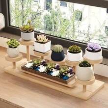1pc Wooden Creative Figurine Display Stand, Jewelry, Watch, Perfume, Cosmetics, Candy, Succulent, Tiered Storage Shelf - Multicolor - View 5