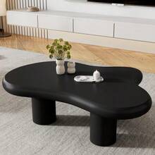 Irregular Cloud-Shaped Coffee Table, 97 Cm Long, 67 Cm Wide, 32 Cm High, MDF With Felt Pads, Lacquered Surface, Creative Coffee Table - 黑色 - 查看 2