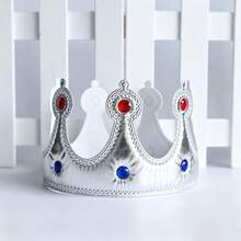 1pc Adult Gold King Crown, Rhinestone Fabric Prince Costume Headpiece, Cake Topper, Birthday Party Crown Hat - Multicolor - View 16