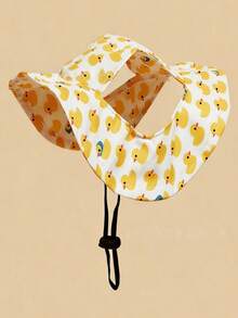 1 chapéu de sol fofo, resistente ao vento, em poliéster, com orifícios para as orelhas, ajustável, adequado para uso durante todo o ano em cães de pequeno porte para prevenir a queda de pelos. - Amarelo - Ver 3