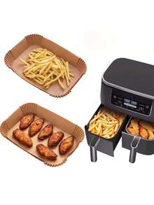 50/100/200pcs Air Fryer Disposable Paper Liners, Rectangular, Kitchen Accessories, Non-Stick Baking Paper, Suitable For Double-Sided Air Fryers, Air Fryer Accessories, Oil-Proof And Waterproof Air Fryer Kitchen Air Fryer Pads, Air Fryer Paper - Multicolor - View 7