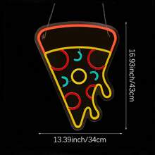 1 pièce Enseigne au néon LED en forme de pizza, décoration murale à alimentation USB pour pizzeria, restaurant, cuisine, fête, cadeau d'anniversaire - lumière polychromatique - Voir 16