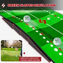 SAPLIZE - Tapete de golf para poner trazado de trayectoria visible múltiples modos de entrenamiento con espejo de alineación de colocación y arete verdes ajustables color verde mate para interiores - Modelo A seguimiento de trayectoria visible - Ver 3