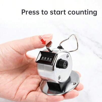 1 contador manual de metal de alta precisão - visor de 4 dígitos, durável e fácil de usar, perfeito para aplicações de contagem.