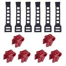 Juego de 6 soportes para bicicleta de coche SUV soporte para maletero de vehículo soporte para enganche soporte de almacenamiento ganchos de repuesto con racks de correa de goma rojo y negro - Rojo Negro - Ver 6