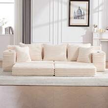Sofas & Couches - Beige + Corduroy + Foam + 4 Seat - View 6