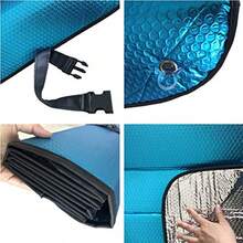 Parasol para coche protector solar plegable para ventana frontal 5 capas de burbujas para protección UV y reflector de calor de 58 x 27.5 pulgadas - Azul - Ver 3