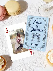 1pc Custom Text Wedding Playing Cards – Personalized 36-Style Couple Name & Date Deck | Romantic Wedding Favor For Guests, Bridal Shower & Engagement Party | Unique Wedding Keepsake & Table Decor - Multicolor - View 20