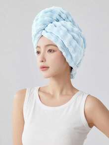 1pc Extra Large Thick Coral Fleece Absorbent Hair Towel, Super Absorbent Microfiber Quick Dry Hair Cap, Suitable For Long & Short Hair, Home, Bathroom, Travel, Dorm Use - Multicolor - View 4