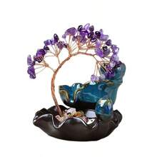 Natural Crystal Money Tree, 7-Color Crystal Chips Fengshui Backflow Incense Burner, Wealth Bringing Tree Desktop Decor - Seven Chakra Backflow Incense Tree - View 5