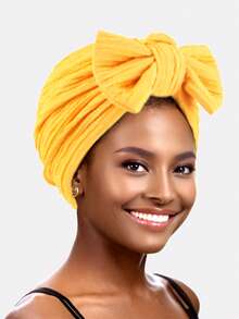1pc Women's Pleated Bow Headscarf Hat, African American Headwrap, Headband Suitable For Daily Use,Summer,Beach - Multicolor - View 7