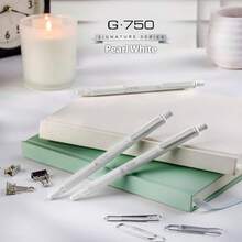 Zebra Pen G-750 Bolígrafo de gel retráctil barril de latón blanco perlado agarre texturizado 0 7 mm 1 paquete con recambios 49801 - Negro azul - Ver 3