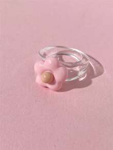 1pc Cute Bohemian Style Floral Resin Ring, Fresh Summer, Y2K Vibe, Vibrant Colors, Unique Design Women's Jewelry, Gift For Friends, Vacation Outfit Accessory - Flower Ring - View 15