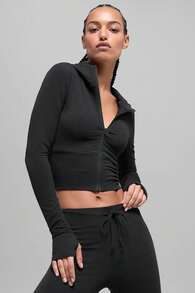 Alo Yoga Sway Full Zip Hoodie Snug Fit Women's Black W3980r - 黑色 - 查看 3