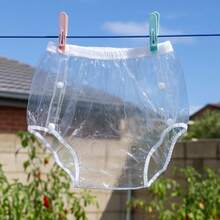 Nuevo diseño, botón a presión lateral, pañal transparente de para adultos, ropa interior impermeable lavable reutilizable, ropa exterior/interior silenciosa - Transparente - Ver 4