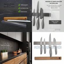 Soporte magnético para cuchillos para pared sin perforación soporte magnético de acero inoxidable de 16 pulgadas autoadhesivo tira magnética para cuchillos de cocina con calcomanía - Plateado - Ver 1