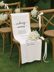 Personalized Memorial Wedding Chair Sign, Loved Ones Reserved Banner, Wedding Aisle Decor, Memorial Wedding Chair Hanging Cloth, Reserved Seating, Memorial Gift, Rustic Style Decor, Thoughtful Gift, Celebration Of Life - Multicolor - View 13