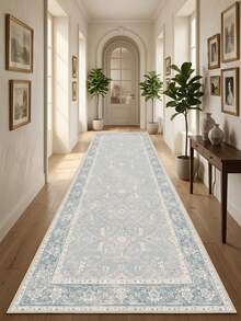 1pc Vintage Floral & Striped Bohemian Style Area Rug/Carpet/Mat, Soft Washable Rug For Hallway, Bathroom, Kitchen, Entryway, Bedroom, Living Room, Versatile Home Decor - Multicolor - View 1