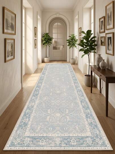 1 pieza Alfombra/Tapete/Felpudo de estilo bohemio vintage con estampado floral y de rayas, alfombra suave y lavable para pasillo, baño, cocina, entrada, dormitorio, sala de estar, decoración versátil para el hogar