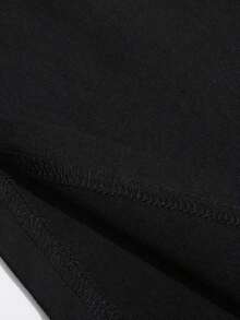 Camiseta informal de manga corta y cuello redondo para mujer con un bonito estampado de elefantes. Top de largo normal. - Negro - Ver 3