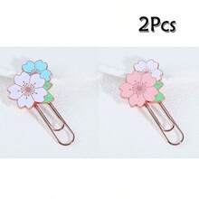 1/2/3pcs Creative Metal Bookmarks, Elegant Sakura Flower Bookmarks, Multicolor Floral Bookmarks, Study Stationery Reading Accessories Premium Metal Bookmark Set Featuring Sakura Motif With Colorful Enamel Accents For Journals, Planners, And Notebooks; Enhances Reading Focus And Organization; Ideal Gift For Book Lovers, Students, And Office Desk Decor; Durable, Stylish, And Timeless For Everyday Use - Multicolor - View 20