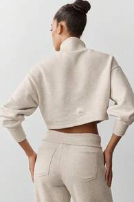 Alo Yoga Cropped Serenity Coverup True To Size Women's Oatmeal Heather W3875r - Silver - View 2