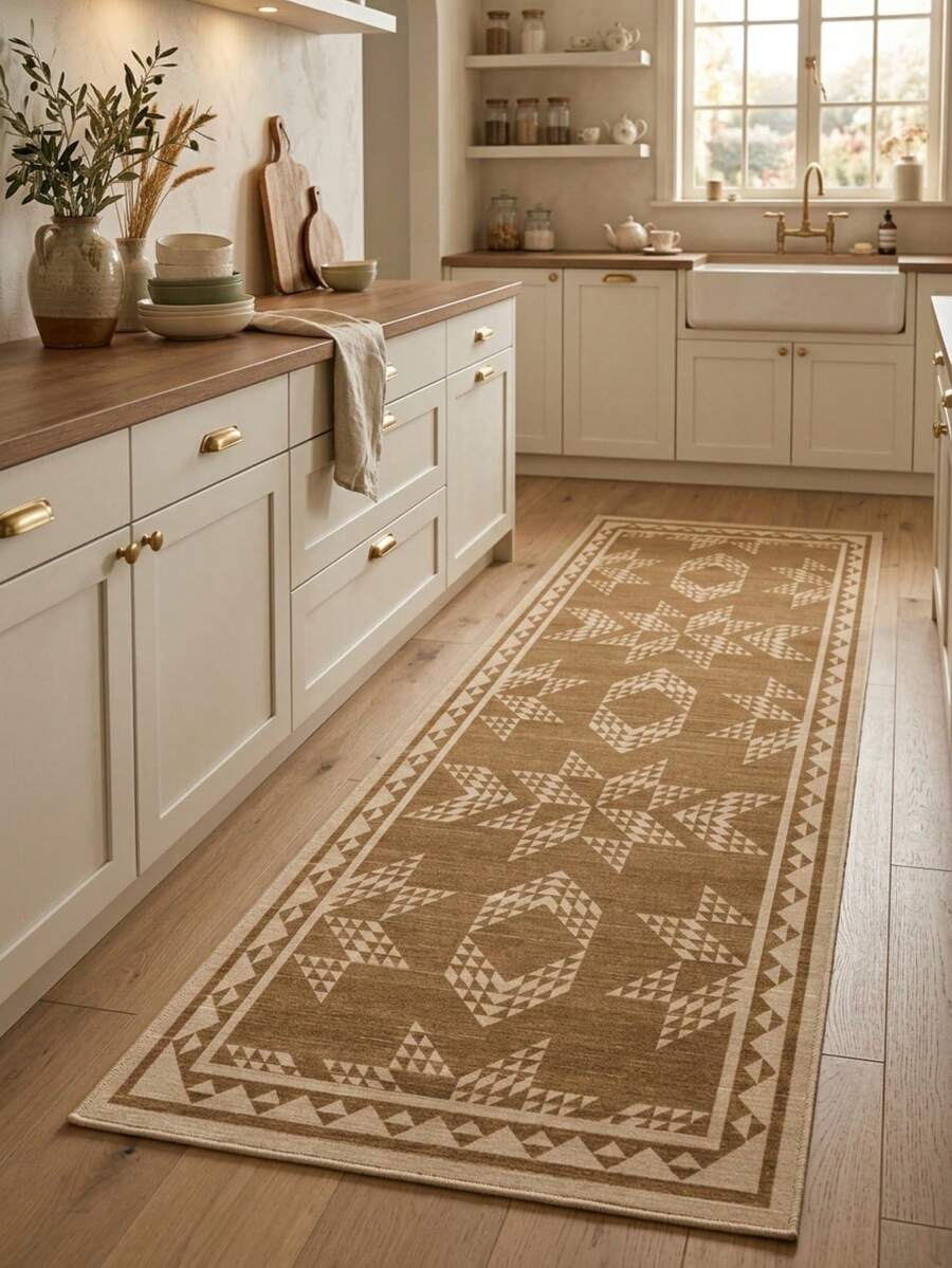 1pc Rug/Carpet/Area Rug/Bath Mat/Bath Rug/Door Mat/Runners/Runner Rug, Nordic Modern Creative - Abstract Geometric Diamond Pattern Hallway Long Runner Rug, Suitable For Bathroom, Kitchen, Entryway, Corridor, Bedside, Living Room, Bedroom, Etc. + Soft Washable Rug, Home Decor - Multicolor - View 1