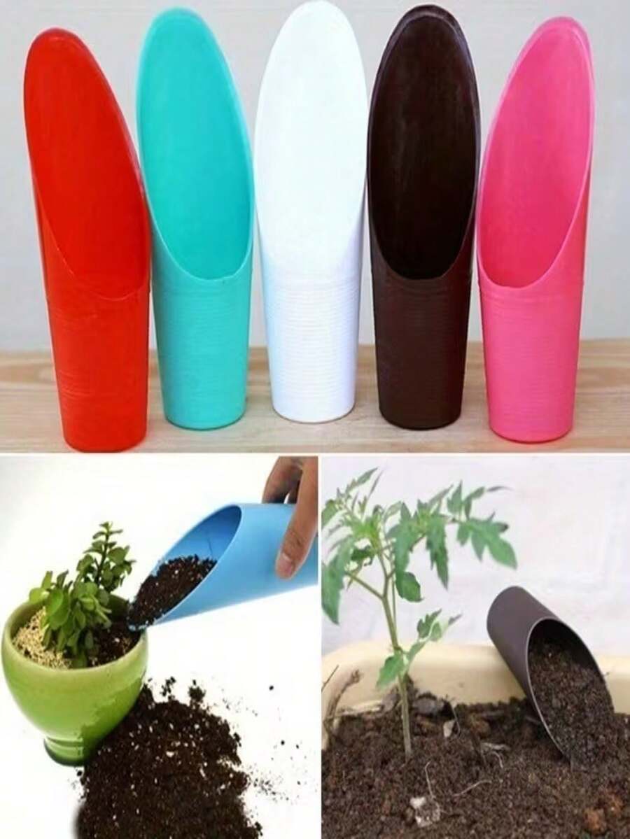 3pcs/Set (Random Color) Plastic Gardening Shovel Tools, Durable Plastic Bucket, Shovel, Round Handle Flower Pot, Soil Cup, Succulent Planter, Soil Shovel And Gardening Tools, Suitable For Succulent Planting, Indoor Plant Care And Seedling Transplanting. - A - View 1
