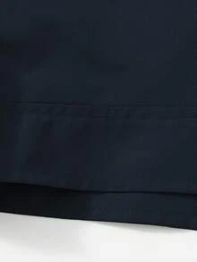 男士翻領全開襟拉鍊夾克，平滑梭織挺括百搭極簡通勤外套，春秋薄款日常休閒上衣 - 藍色 - 查看 10