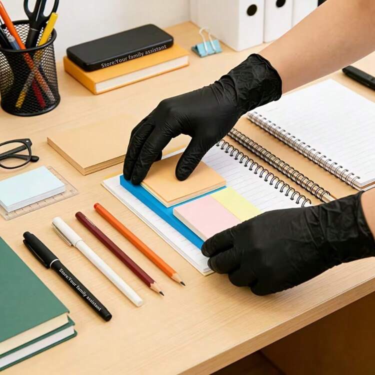 2/50/100 piezas Guantes desechables de nitrilo negros - Adecuados para limpieza de cocina, tatuaje, tinte de cabello, cuidado de mascotas, salones y uso doméstico - Negro - Añade 9