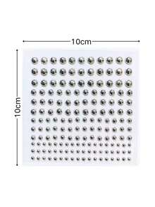 1pc INS Style Black Leaf & Silver Bead Eye Makeup Sticker, Creative Stage Makeup Decor, Self-Adhesive 3D Rhinestone Sticker, Suitable For Photo Shooting, Y2K, Face Glitter, Carnival, Face Sticker, 3D Sticker, Face Gems, Decorative Sticker,Concert Look - 彩色 - 查看 7