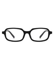 1 Pair Men's Small Square Personalized Rivet Black Non-Prescription Glasses - Glossy Black - View 2