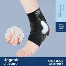 Ankle Support Brace With Silicone Pad, Anti Sprain Joint Guard For Unisex Outdoor Sports, Foot Protection Sleeve - 黑色 - 查看 5