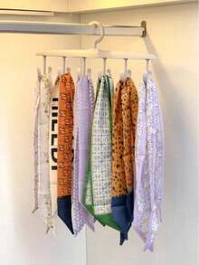 1pc 12-Hook Rotatable Drying Rack Space-Saving Lingerie Hanger Wavy Design Multi-Function Hanging Rack For Clothes Towels Delicates Quick-Dry Indoor Outdoor Laundry Organization Foldable Compact Storage Solution Bedroom Bathroom Kitchen Dorm - Multicolor - View 2