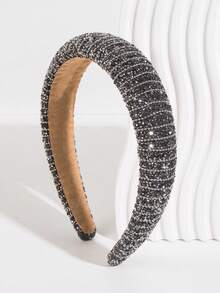 1 tiara de coroa de esponja estilo coreano minimalista, decorada com strass brilhantes, acessório de cabelo versátil e personalizado, ideal para looks de verão, viagens, festivais e aniversários. - Cinza - Ver 3
