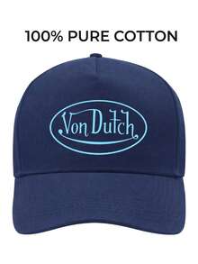 1pcs VonDutch Printed Baseball Cap, Classic Casual Retro Y2K Unisex Baseball Cap, Adjustable Size, Lightweight And Sun Protection, Suitable For Outdoor Sports, Daily Wear, Parties, And - 藏蓝色 - 查看 3