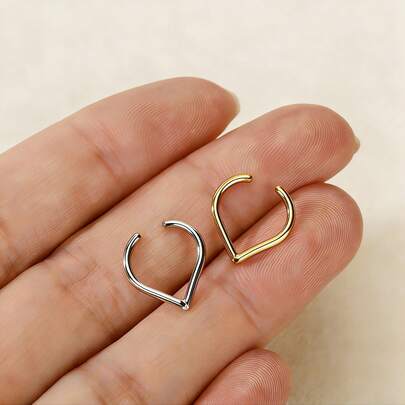 Stainless Steel Fake Nose Rings 16G Non Piercing Clip-On Fake Faux Septum Hypoallergenic Fake Cartilage Earring Clicker Nose Hoop Ring Piercings Jewelry For Women Men