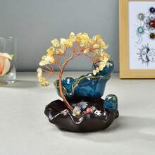 Natural Crystal Money Tree, 7-Color Crystal Chips Fengshui Backflow Incense Burner, Wealth Bringing Tree Desktop Decor - Seven Chakra Backflow Incense Tree - View 7