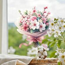 Hình dán tường bó hoa Ngày của Mẹ, Nam châm tủ lạnh khung cảnh ấm áp Chúc mừng Ngày của Mẹ, Hình dán cửa sổ ngày lễ, Chất liệu PVC có keo dán - Hình dán tường chủ đề Ngày của Mẹ - Xem 8