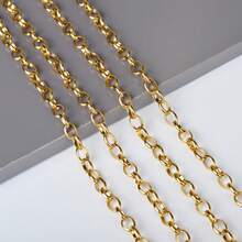 1/5 Meters Golden/Silvery Stainless Steel Chain For Jewelry Making Wide Oval Chain Ring High Quality Chain For DIY Making Necklace Bracelet Jewelry Chain Accessories - O - View 16