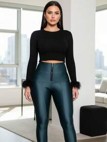 Women's LIPO Pants, Power Shaping Suplex Fabric, Leggings And Plus Sizes G1 G2 G3 - 水鴨藍 - 查看 2