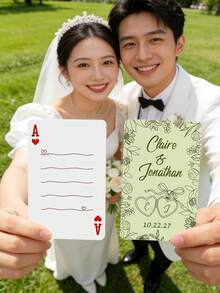 1pc Custom Text Wedding Playing Cards – Personalized 36-Style Couple Name & Date Deck | Romantic Wedding Favor For Guests, Bridal Shower & Engagement Party | Unique Wedding Keepsake & Table Decor - Multicolor - View 40