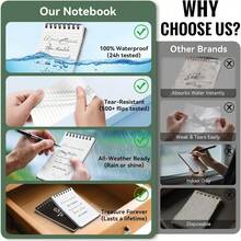 3 piezas de Libretas de bolsillo impermeables, Diarios de espiral pequeños de 3" X 5", 150 páginas, Blocs de notas de bolsillo resistentes a todo clima, Adecuados para enfermeras, trabajo, escuela, útiles de oficina, regalos del Día del Maestro, regalos del Día de la Madre - negro - Ver 9