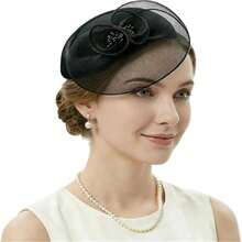 Fascinator Hats For Women Cocktail Tea Party Hat Netted Pillbox Hat Vintage Derby Hats For Bridal Wedding,Summer,Beach - Multicolor - View 16