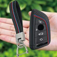 Túi đựng chìa khóa xe hơi bằng silicon kèm móc khóa cho BMW Series 1 2 3 4 5 6 7 X1 X3 X4 X5 X6 X7 F10 F20 F30 G20 G30 G01 F15 F16 G02 G05 F34 - đen - Xem 2