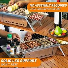 1pcStainless Steel BBQ Grill Outdoor Charcoal Thickened Foldable BBQ Rack Household Small One-Second Foldable Charcoal Skewer Oven, Portable Charcol BBQ Grill, Suitable For Small Outdoor BBQ For 3-5 People, Foldable Design, Stainless Steel Material, Travel Mini Grill, Suitable For Outdoor Camping, Picnic Gatheri Durable And Easy To Clean [Holiday Gift For Wife And Mother] Random Style And Color - Stainless Steel Barbecue Grill - View 9