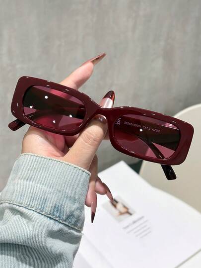 1pc Women's Plastic Square Frame Fashion Glasses, Oversized Casual Glasses For Beach Vacation & Daily Wear